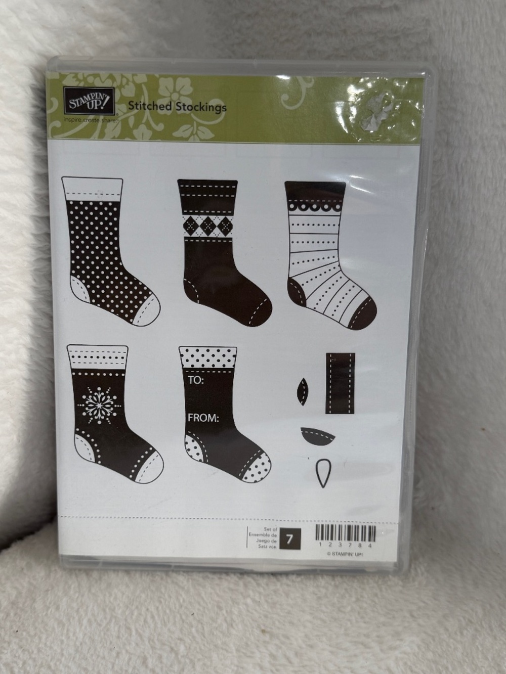Stampin Up Rubber Stamp Set Stitched Stockings Set of 7 Christmas Card Making
